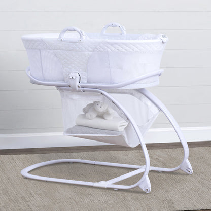 2-in-1 Moses Basket Bedside Bassinet Sleeper White (100)