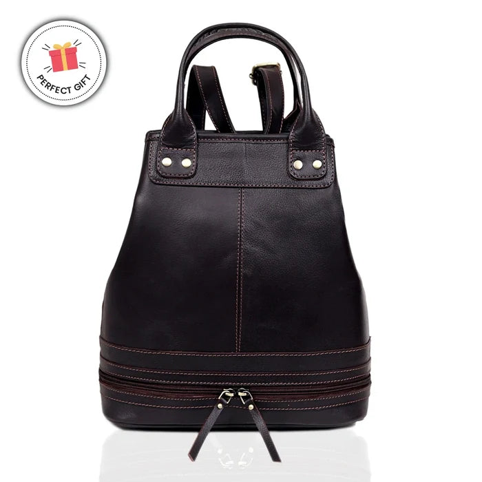 3-in-1 Convertible Leather Backpack Tote Handbag