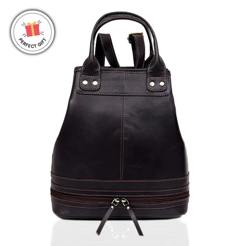 3-in-1 Convertible Leather Backpack Tote Handbag