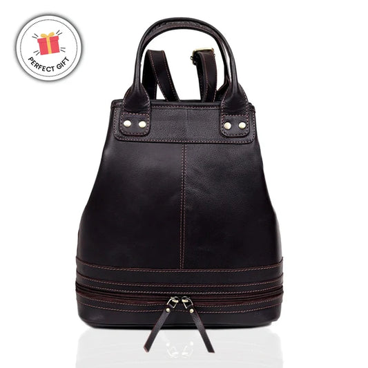 3-in-1 Convertible Leather Backpack Tote Handbag