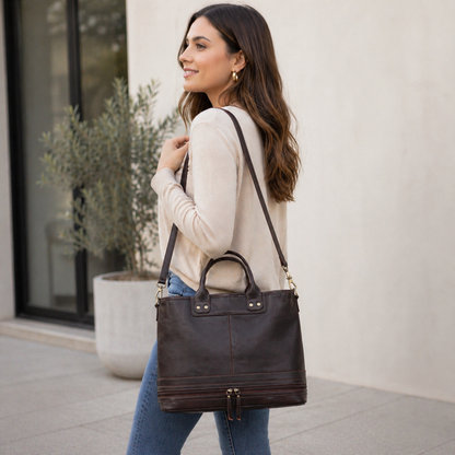 3-in-1 Convertible Leather Backpack Tote Handbag