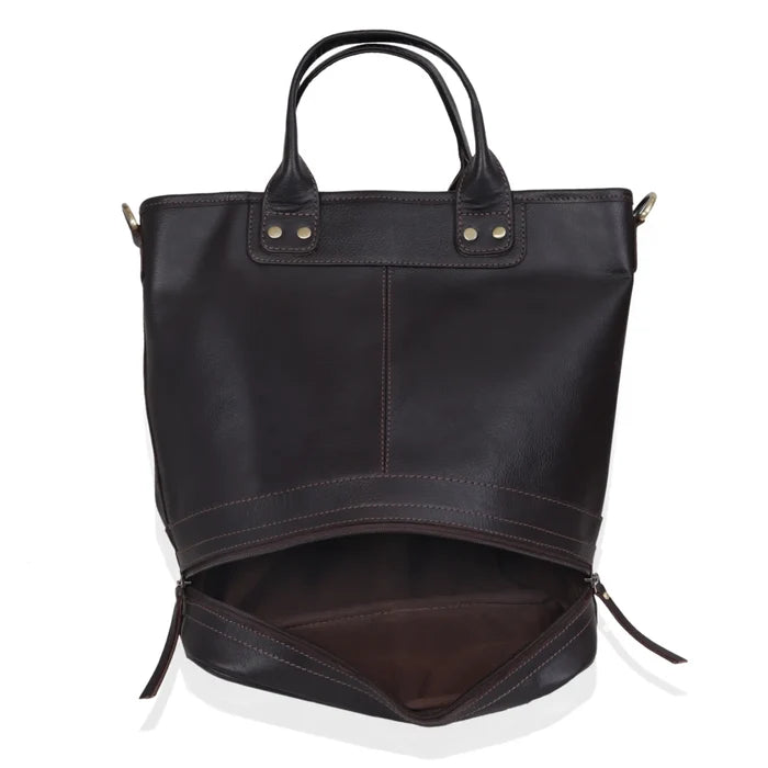 3-in-1 Convertible Leather Backpack Tote Handbag