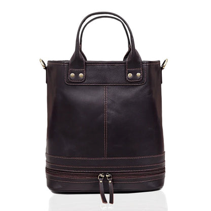 3-in-1 Convertible Leather Backpack Tote Handbag