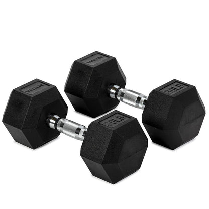 30 LB Rubber Hex Dumbbells