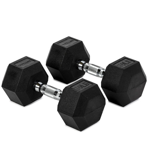 30 LB Rubber Hex Dumbbells
