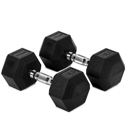 30 LB Rubber Hex Dumbbells