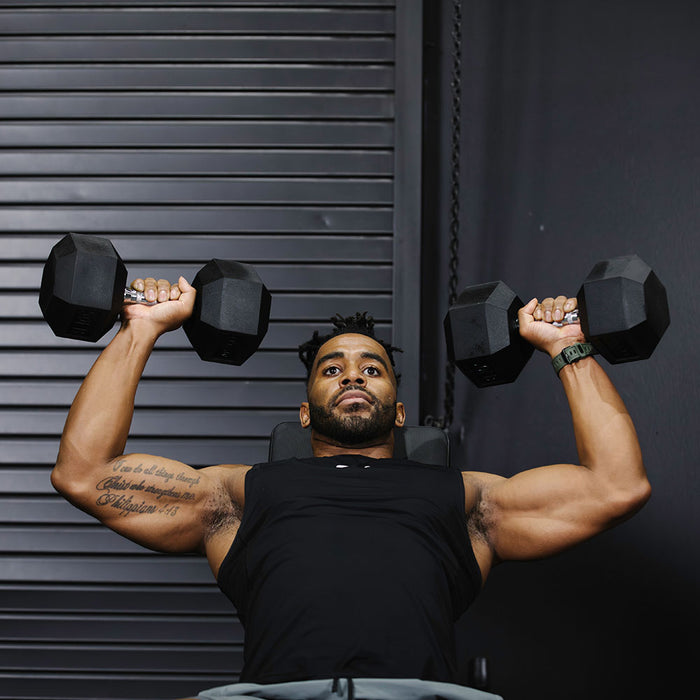 5 LB - 50 LB Pairs Rubber Hex Dumbbells