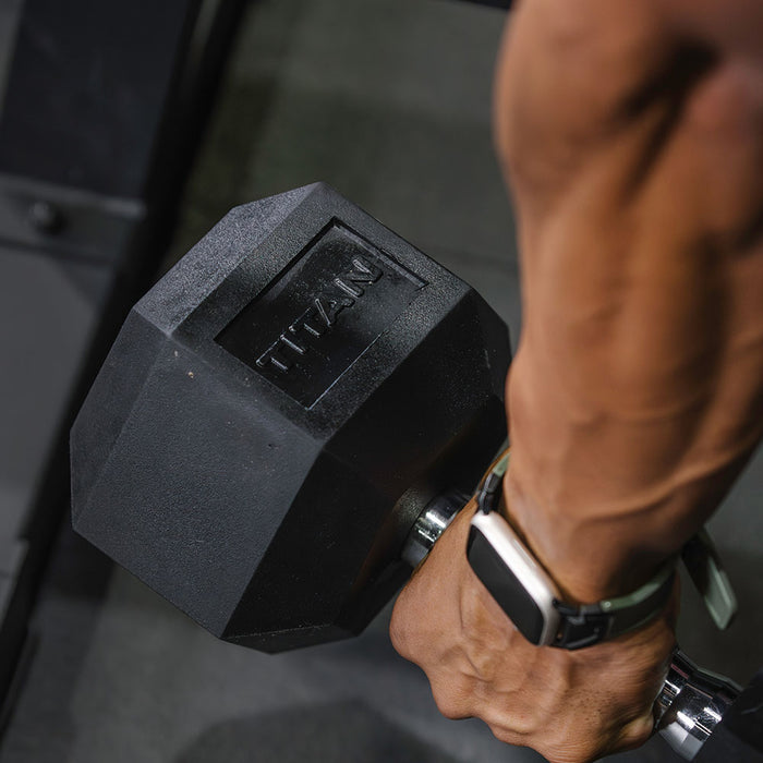 5 LB - 50 LB Pairs Rubber Hex Dumbbells