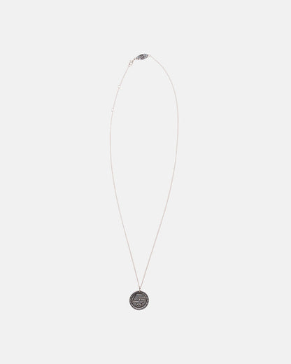 5 STARS NECKLACE - silver star medallion necklace, flat lay - Cold Culture