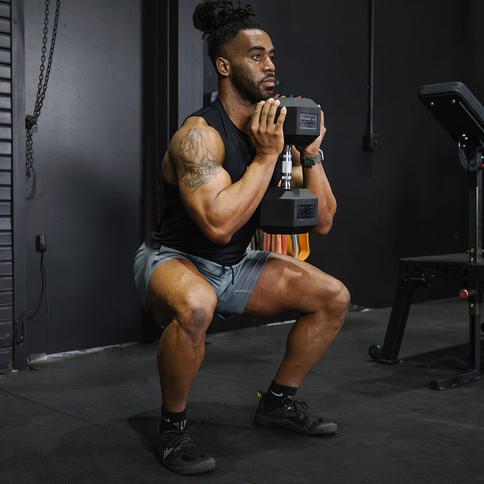 55 LB - 100 LB Pairs Rubber Hex Dumbbells