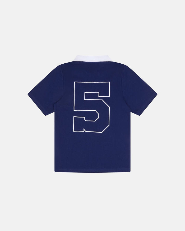 5th AURA SLIM POLO DARK BLUE - dark blue slim fit polo shirt, back view - Cold Culture