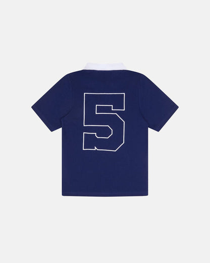 5th AURA SLIM POLO DARK BLUE - dark blue slim fit polo shirt, back view - Cold Culture