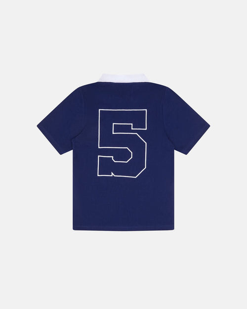 5th AURA SLIM POLO DARK BLUE - dark blue slim fit polo shirt, back view - Cold Culture