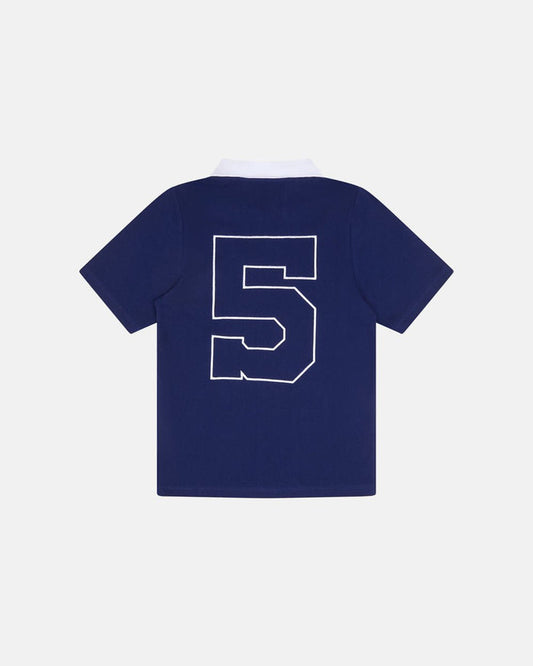 5th AURA SLIM POLO DARK BLUE - dark blue slim fit polo shirt, back view - Cold Culture