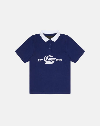 5th AURA SLIM POLO DARK BLUE - dark blue slim fit polo shirt, front view - Cold Culture