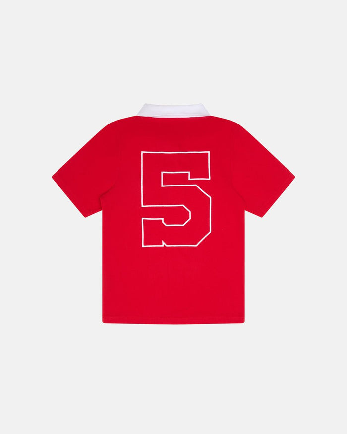 5th AURA SLIM POLO RED - red slim fit polo shirt, back view - Cold Culture