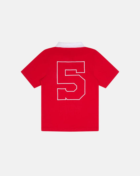 5th AURA SLIM POLO RED - red slim fit polo shirt, back view - Cold Culture