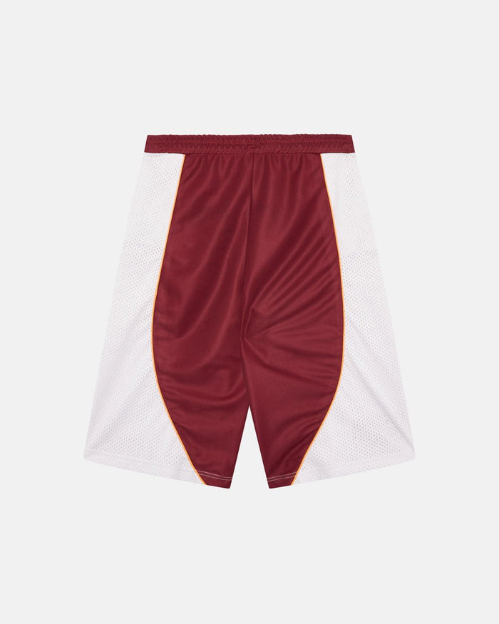 AERO STEED SHORT CREAM/BURGUNDY - cream and burgundy mesh shorts, back view - Cold Culture