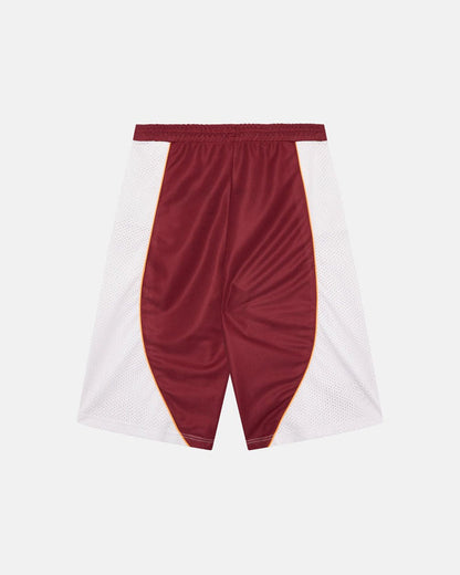 AERO STEED SHORT CREAM/BURGUNDY - cream and burgundy mesh shorts, back view - Cold Culture