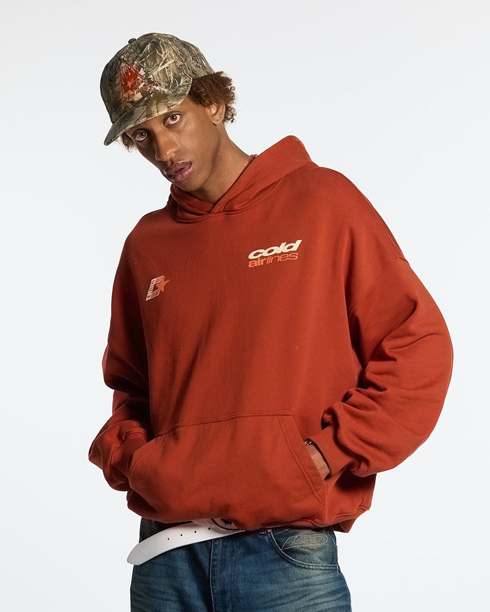 AIRLINES HOODIE RED CLAY - COLD CULTURE