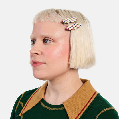 Allie Clips in Oval Vanilla Stripe