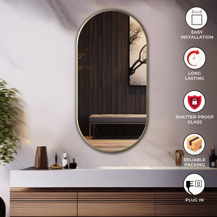 Aluminum Frame Mirror - Capsule Shape 90cm x 45cm - TR 138