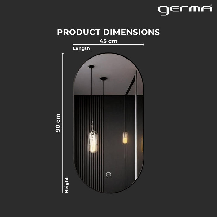 Aluminum Frame Mirror - Capsule Shape 90cm x 45cm - TR 138