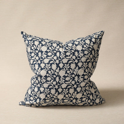 Amna 22" Indigo Blockprinted Pillow