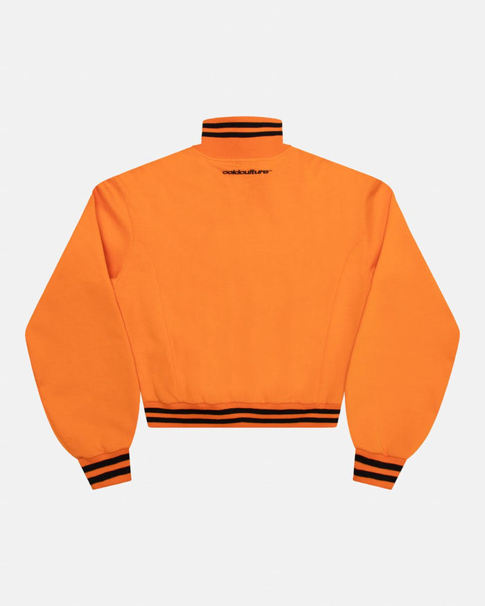 AMSTERDAM JACKET PERSIMMON ORANGE - orange zip-up hoodie, back view - Cold Culture