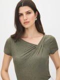 Kalamata Asymmetrical Neck Melange Top - Front View - Suzy Shier