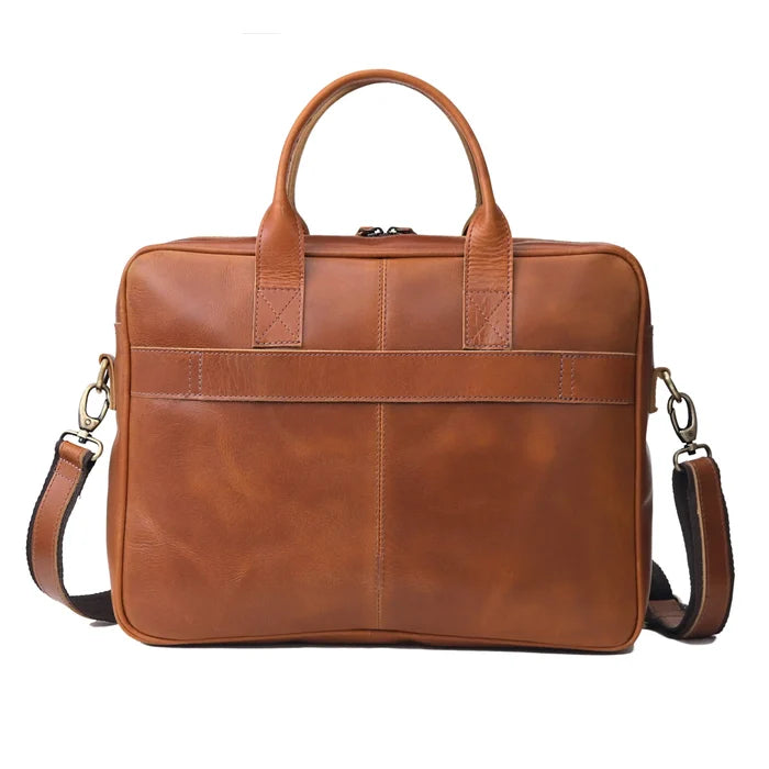 Austin Laptop Leather Briefcase - Tan
