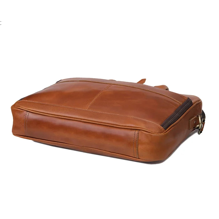 Austin Laptop Leather Briefcase - Tan