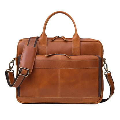 Austin Laptop Leather Briefcase - Tan