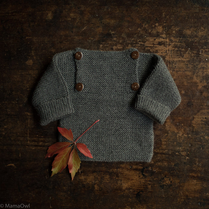 Baby Hand Knit Alpaca Sweater - Slate