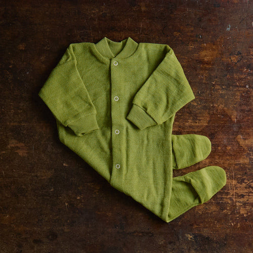 Baby Merino Wool Terry Pyjamas - Green