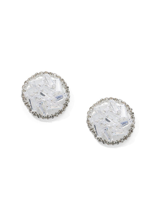 Baguette Button Earrings