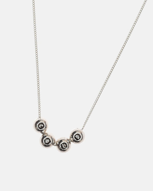 BALLS NECKLACE - silver ball bead necklace, detail close-up - Cold Culture