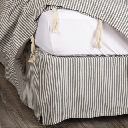 Barn Gray & White Ticking Bed Skirt-Lange General Store