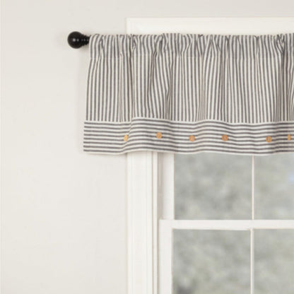 Barn Gray & White Ticking Valance-Lange General Store