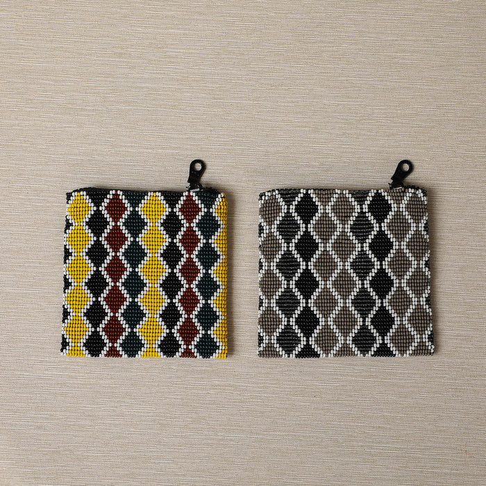 Beaded square coin purse