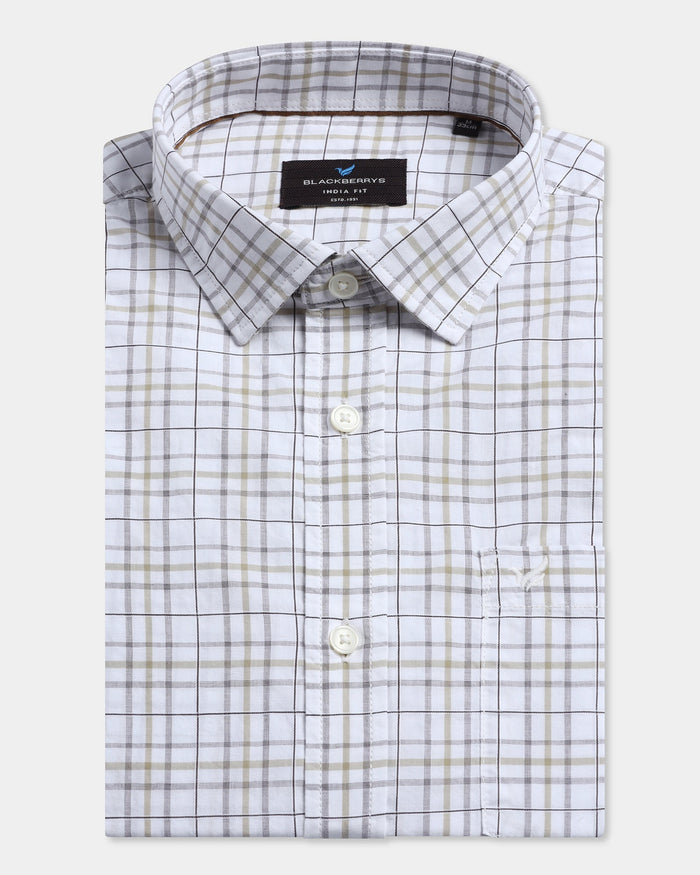Beige Check Shirt - Flintor