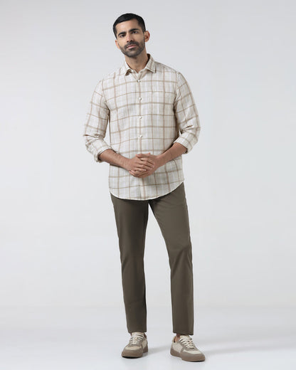 Beige Linen Check Shirt - Jomix