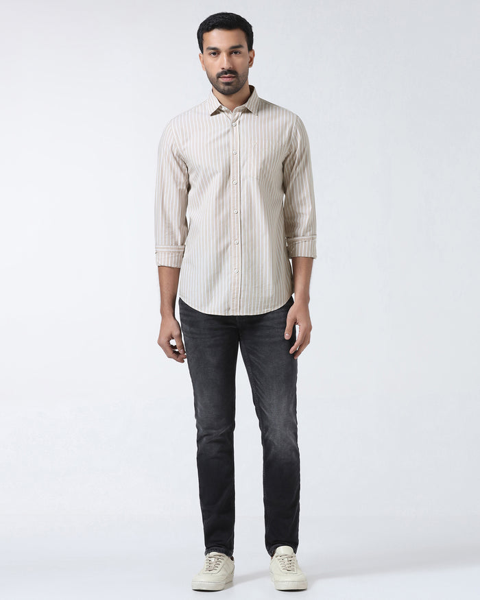 Beige Stripe Shirt - Hamber