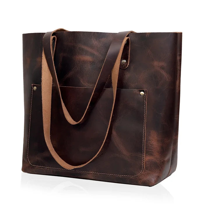 Bella Buffalo Leather Tote Bag Brown