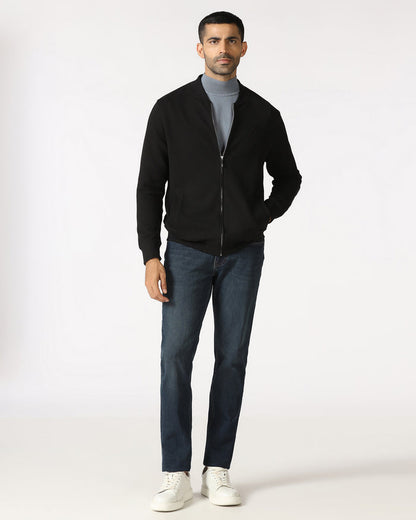 Black Bomber Neck Textured Sweatshirt - Triumph
