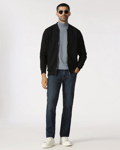 Black Bomber Neck Textured Sweatshirt - Triumph