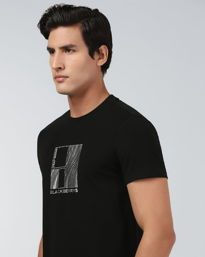 Black Crew Neck Printed T-Shirt - Sybill
