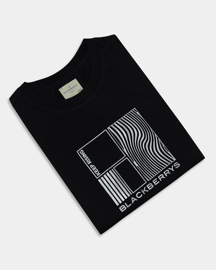 Black Crew Neck Printed T-Shirt - Sybill
