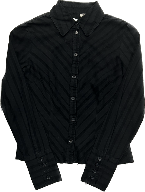 Black Ribbed Fitted Shirt