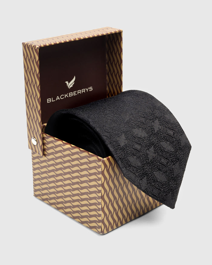 Black Silk Jacquard Tie - Wade